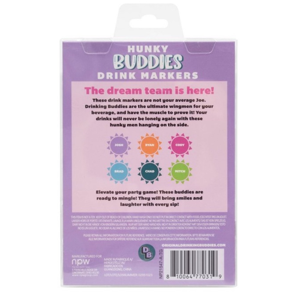 Hunky Drinking Buddies Drink Markers Set of 6 - Picture 7 of 7